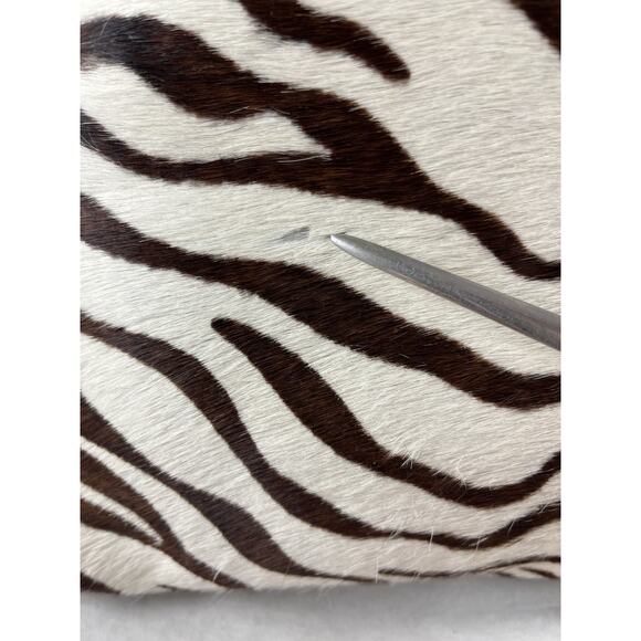 Hairon Hide Leather Zebra Print Throw Pillow Includes Zip Up Cover with Insert - Picture 3 of 9